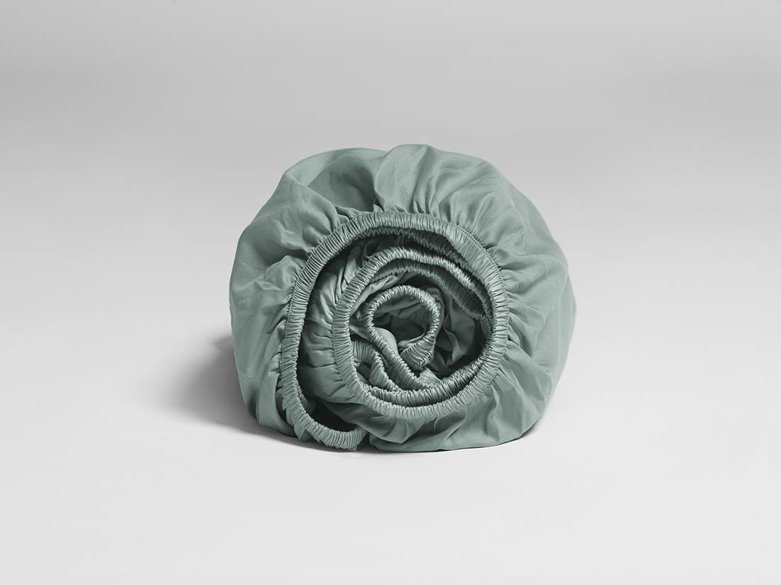 Faconlagen bomuldssatin sea green