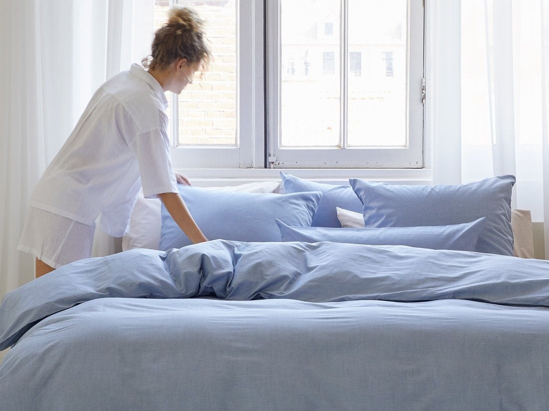Pudebetræk bomuld TENCEL™ blue chambray