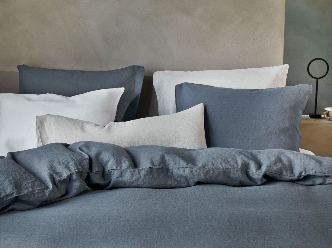 Pudebetræk vasket hør earth blue