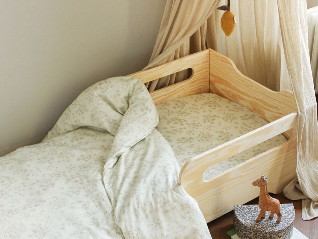 Juniordynebetræk bomuldssatin natural bloom