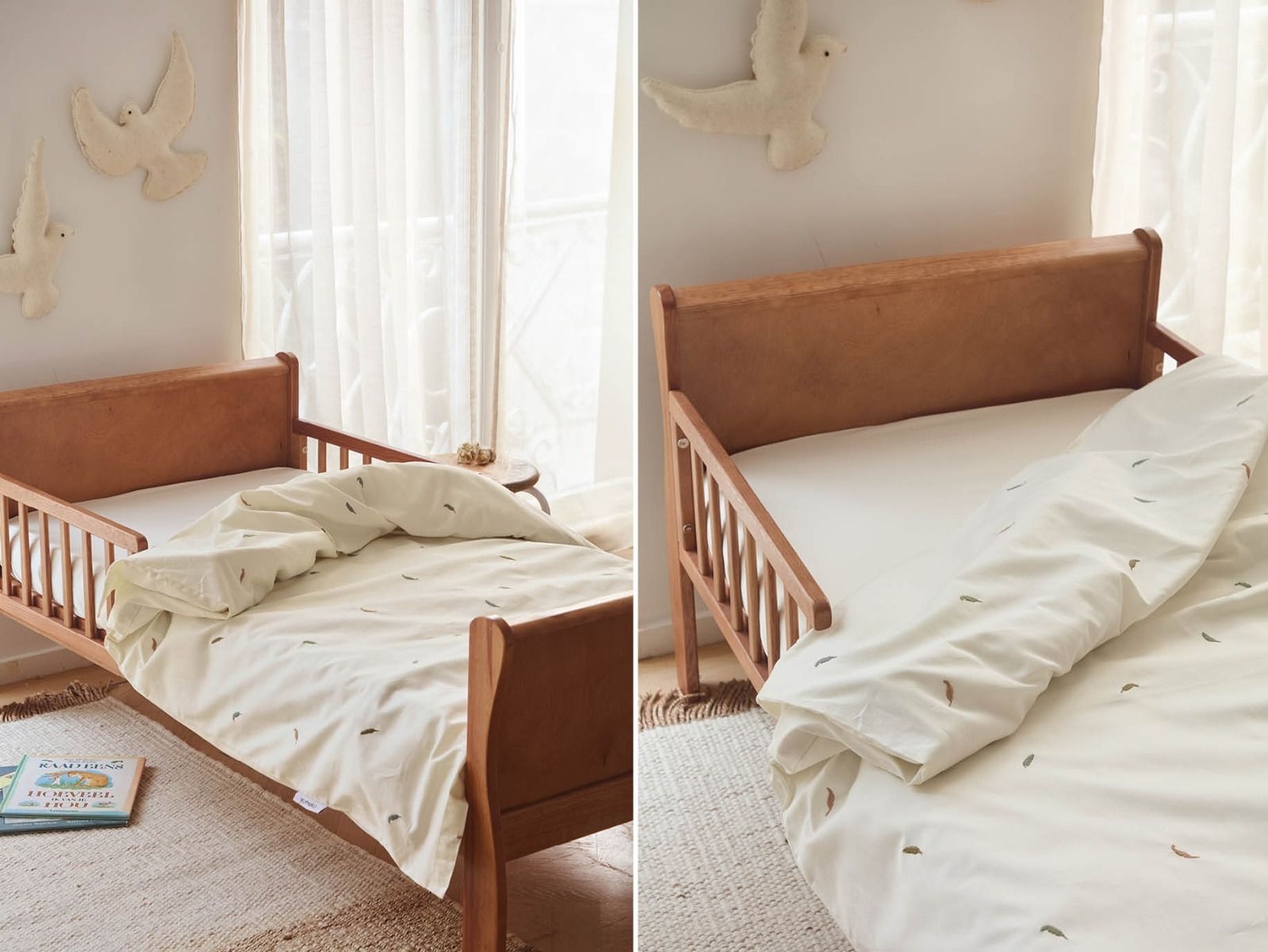 Juniordynebetræk bomuldssatin multicolour feather