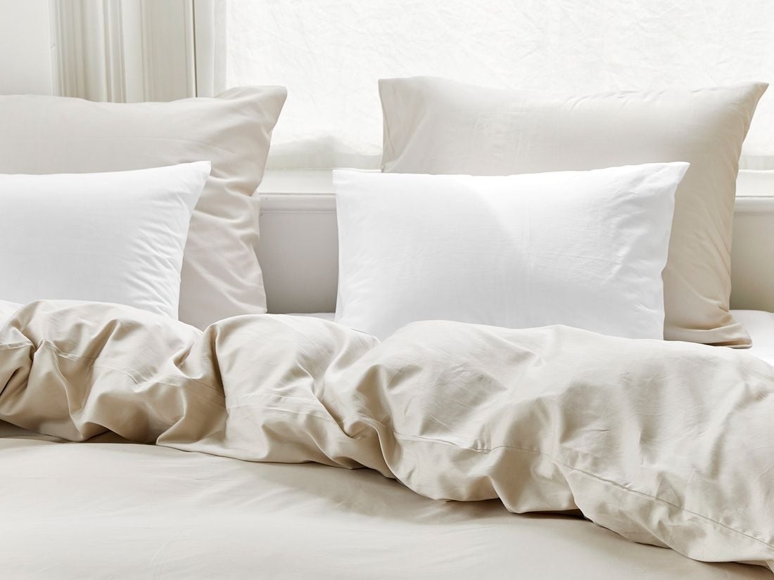 Pudebetræk bomuldssatin sandy grey