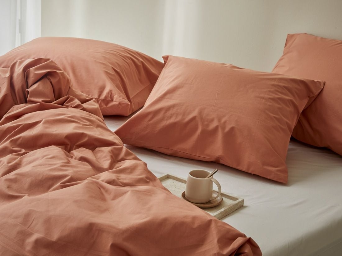 Pudebetræk percale terracotta