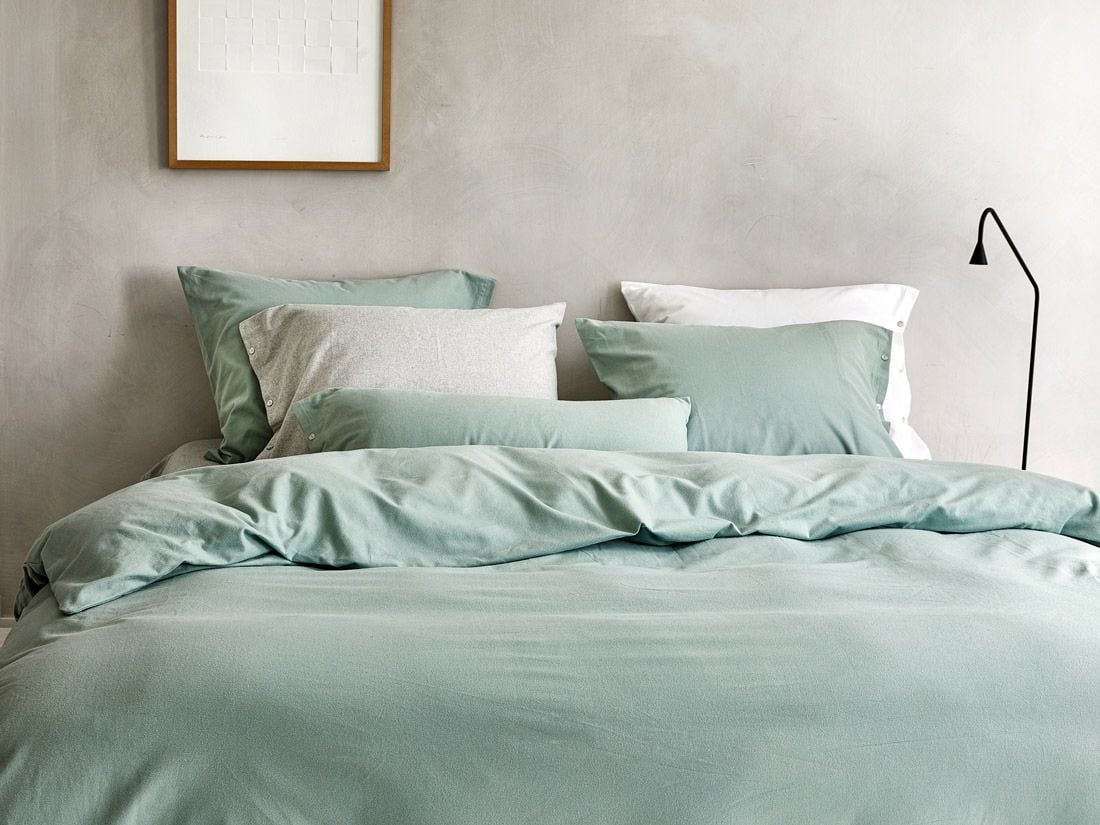 Sengesæt bomuldsflonel pale green