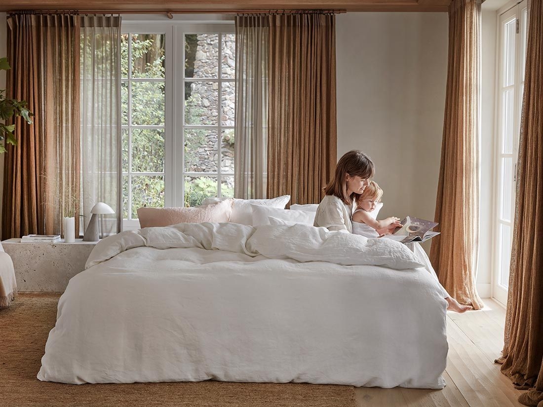 Sengesæt vasket hør pure white