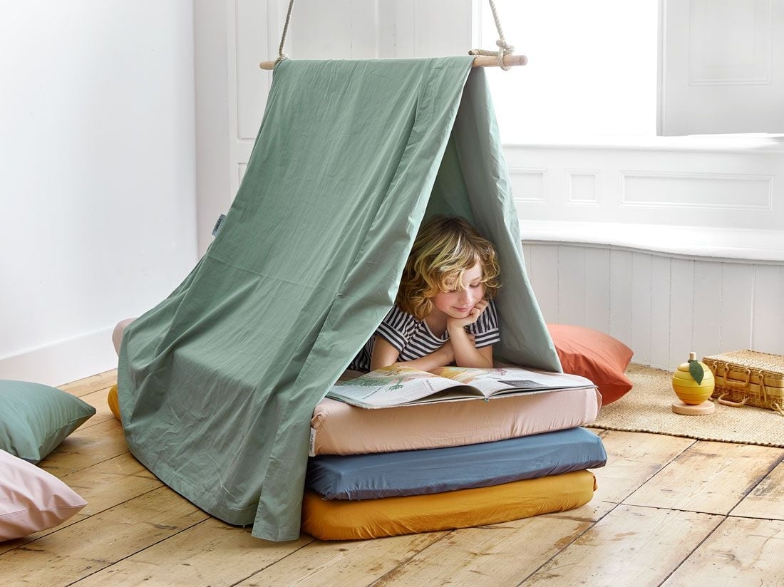 Juniordynebetræk percale jade green