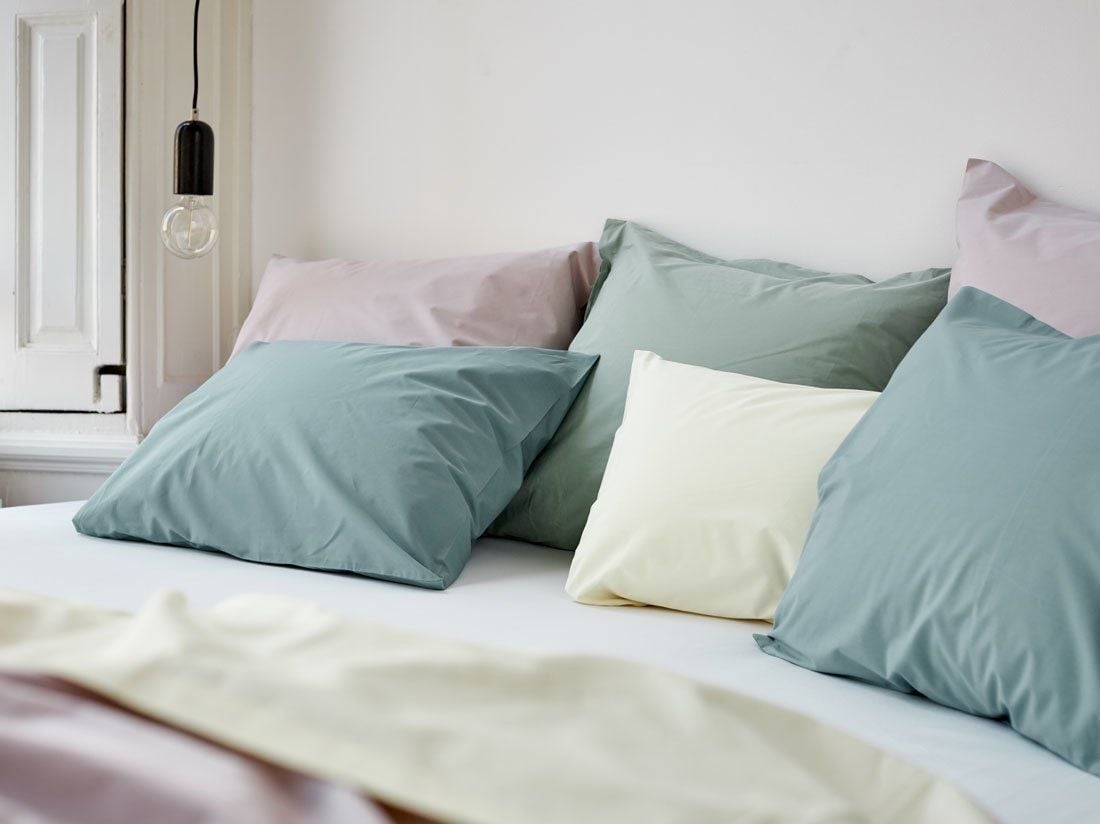 Pudebetræk percale petrol blue