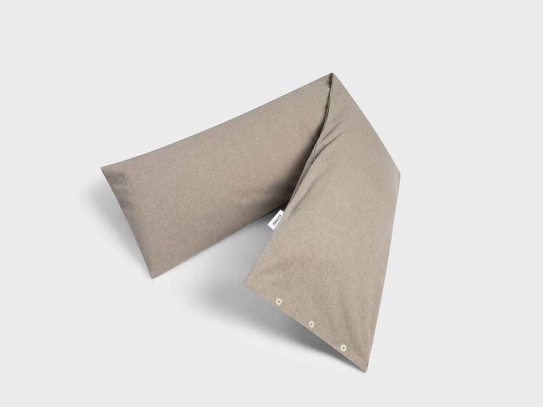 Pudebetræk lang multipude bomuldsflonel stone brown 37x160