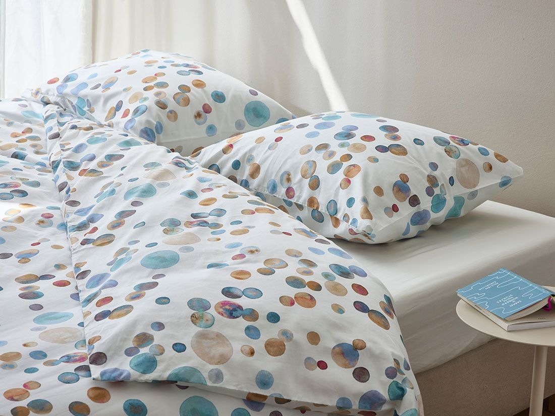 Sengesæt bomuldssatin watercolor dots multicolor