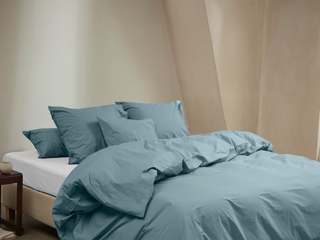 Sengesæt percale petrol blue