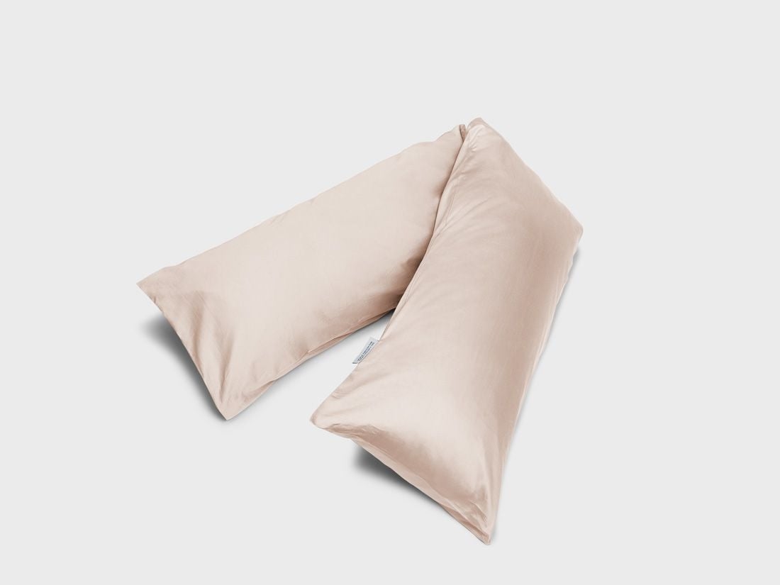 Pudebetræk lang multipude bomuldssatin Dusty Rose 37x160