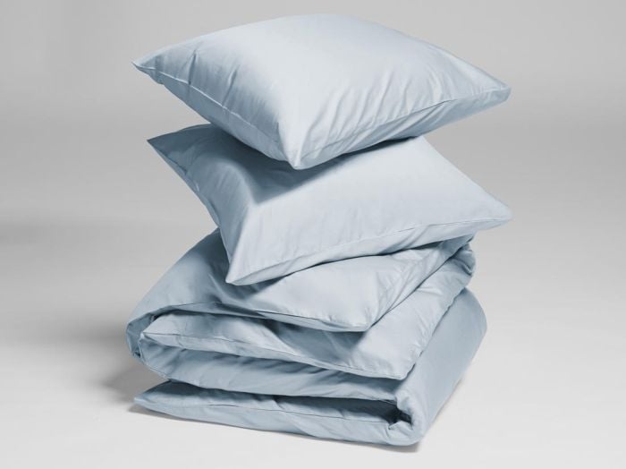 Sengesæt bomuldssatin sky blue