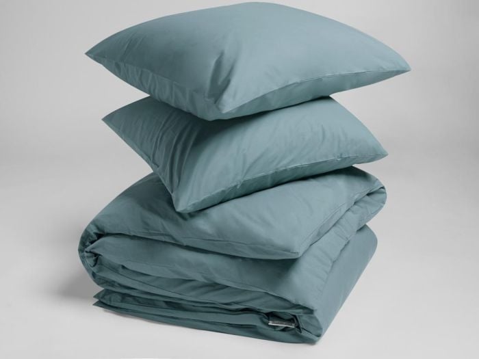 Sengesæt percale petrol blue