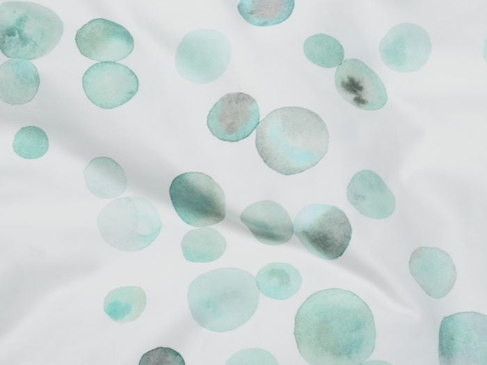Juniordynebetræk bomuldssatin watercolor dots sea green
